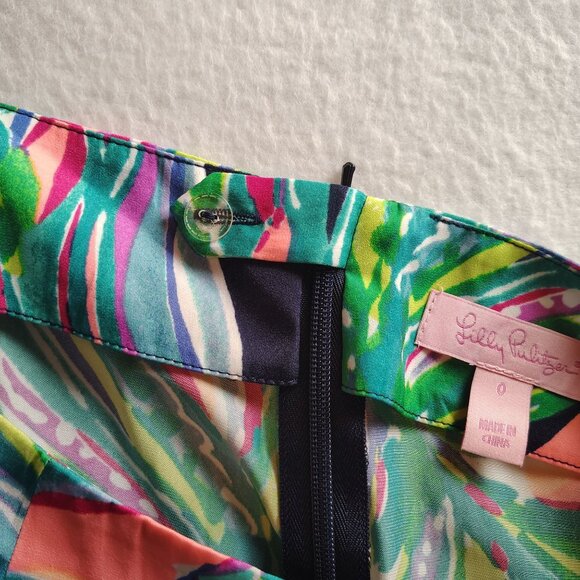 Lilly Pulitzer Gaucho Pants Don't Leave Me Hanging Wide Leg Cropped Sz 0 - Picture 6 of 10